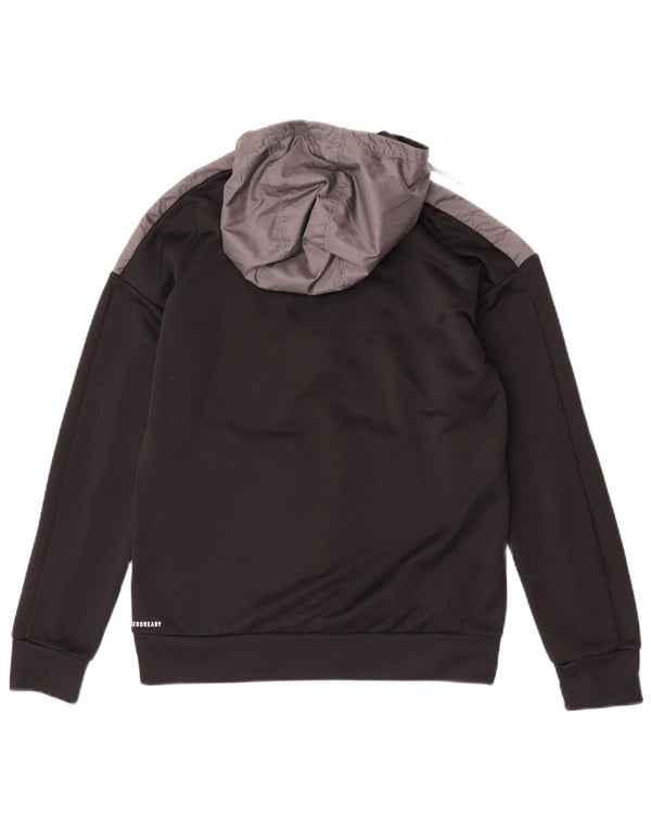 Suéter com capuz Adidas Boys Aeroready com zíper e pescoço 13-14 anos preto colorblock