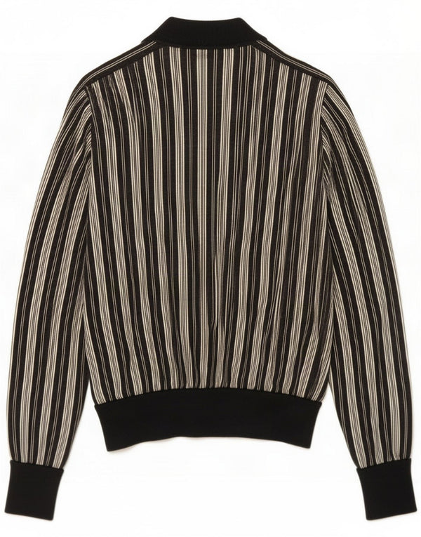 Blusa feminina vintage UK 16 grande lã listrada preta