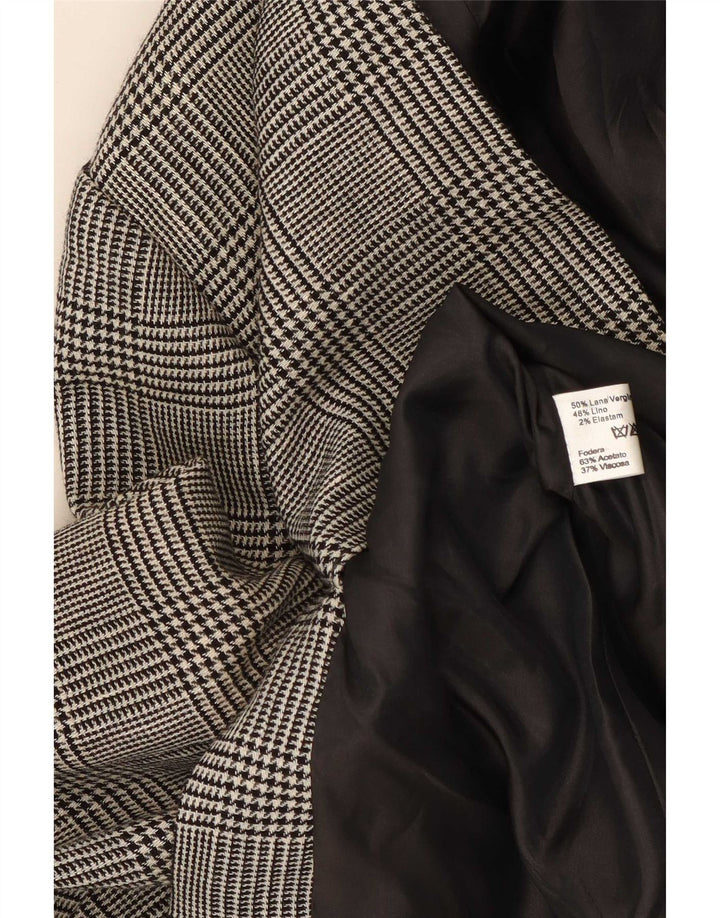 Luisa Spagnoli jaqueta blazer feminina de 3 botões IT 46 grande cinza houndstooth