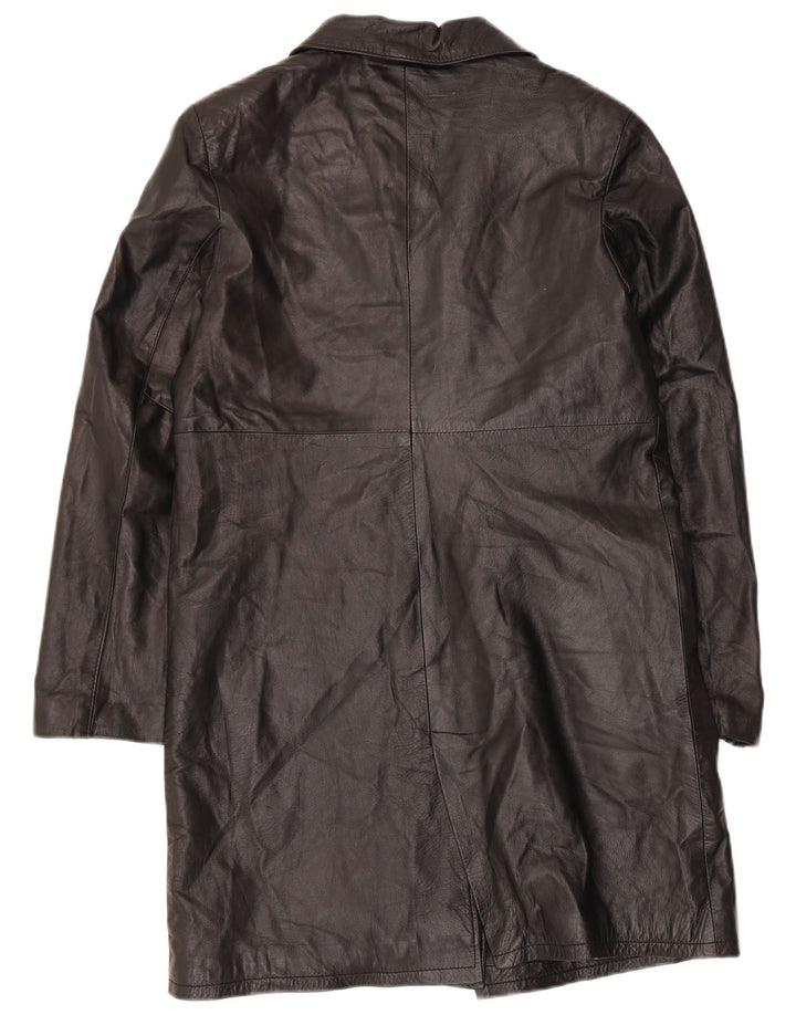 Equipe Womens Leather Coat IT 46 Grande Preto