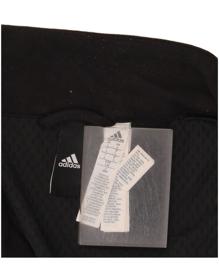 Adidas Mens Zip Neck Pullover Treino Top Grande Poliéster Preto