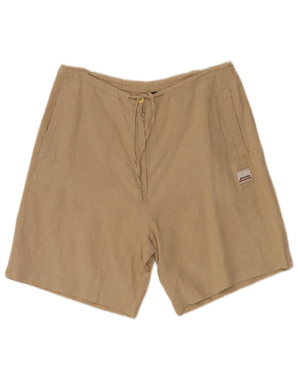Shorts casuais femininos Lotto UK 14 grandes W30 linho bege