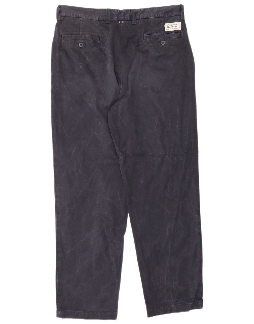 Calça chino masculina AVIREX W34 L32 algodão azul marinho