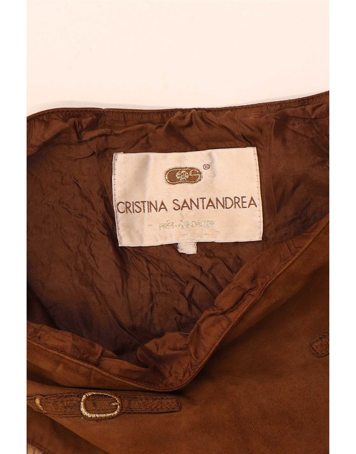 Cristina Santandrea Saia feminina com estampa abstrata larga média W28 marrom