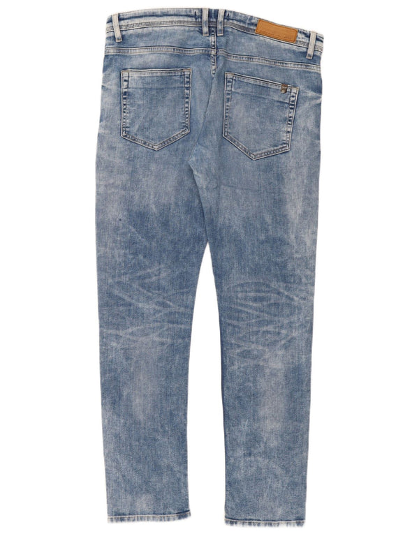 Zara Mens Acid Wash Slim Jeans EU 44 Grande W34 L31 Azul Algodão