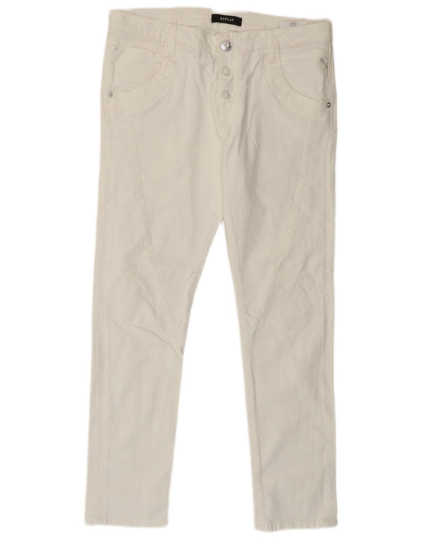 Calça jeans feminina Replay Ailyssa cropped W27 L26 algodão branco