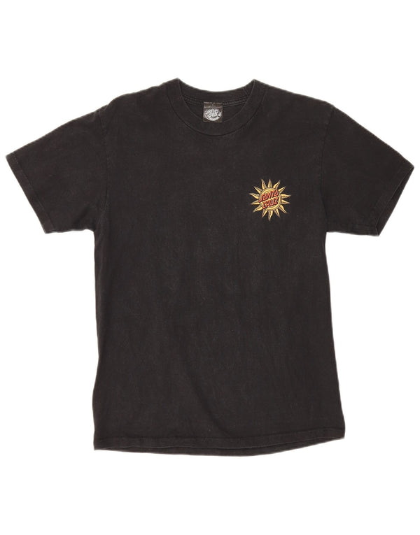 Camiseta gráfica masculina Santa Cruz top pequeno algodão preto