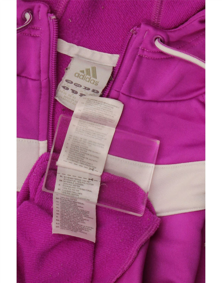 ADIDAS Womens Zip Hoodie Sweater UK 8/10 Pequeno Roxo Colorblock