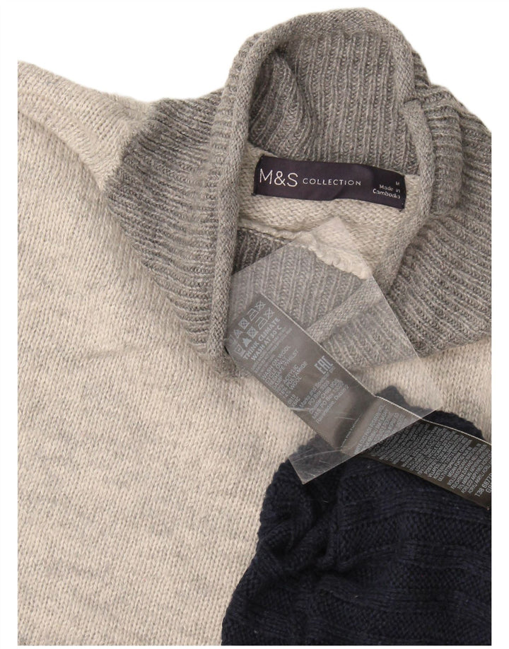 Suéter feminino Marks & Spencer com gola tartaruga Reino Unido 14 médio azul marinho