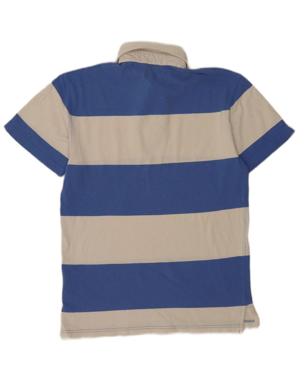 Camisa polo masculina Polo Ralph Lauren pequena listrada azul de algodão