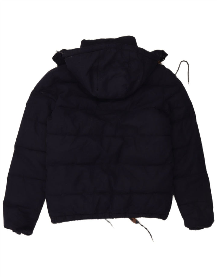 Jaqueta acolchoada com capuz masculina Superdry UK 38 poliéster azul marinho médio