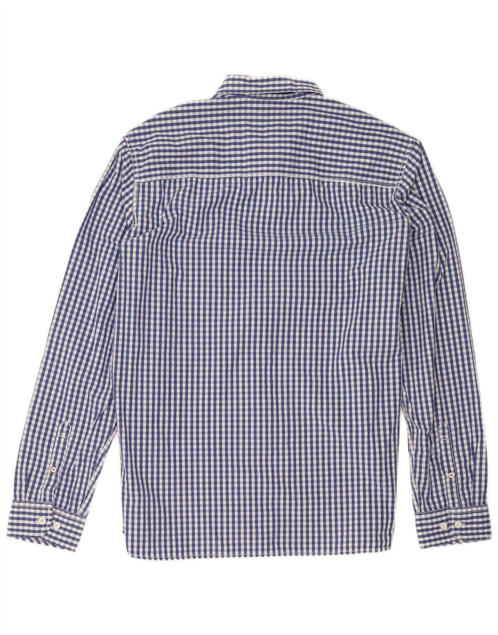 Camisa masculina Fat Face grande algodão guingão azul