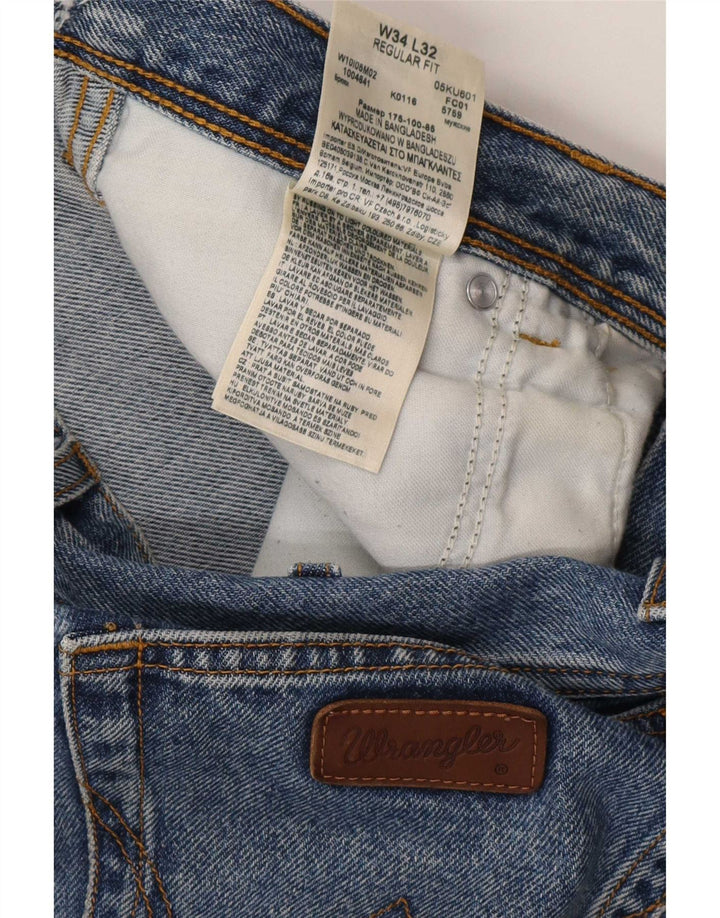 Wrangler masculino regular fit jeans reto W34 L32 algodão azul