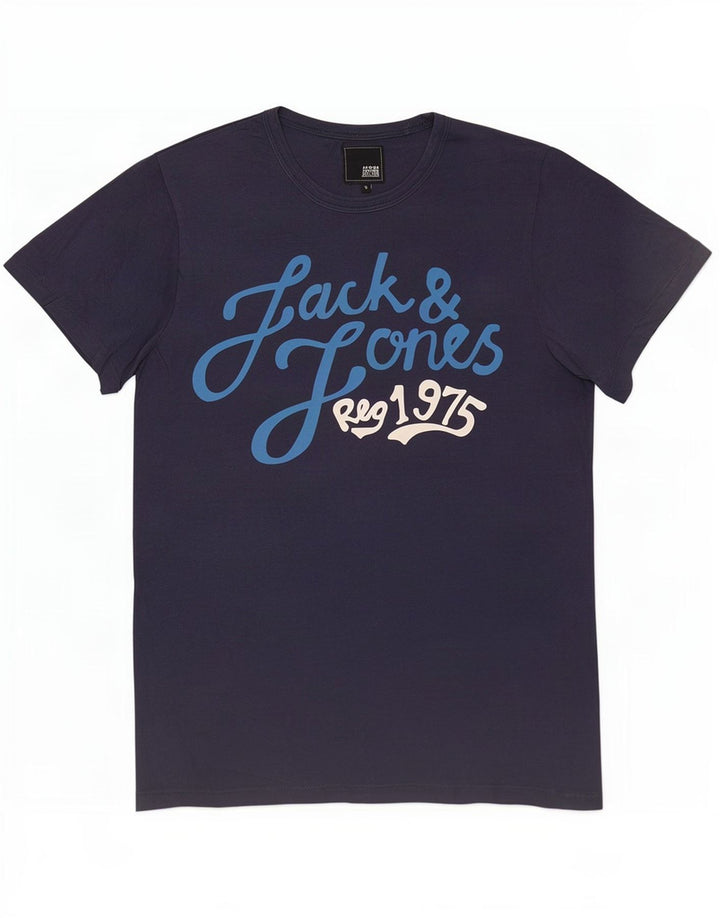 Camiseta gráfica masculina Jack & Jones Top pequeno azul marinho