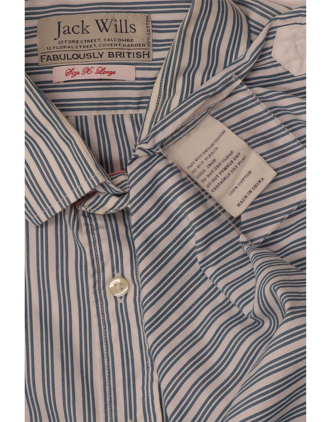 Camisa formal masculina Jack Wills XL algodão listrado azul