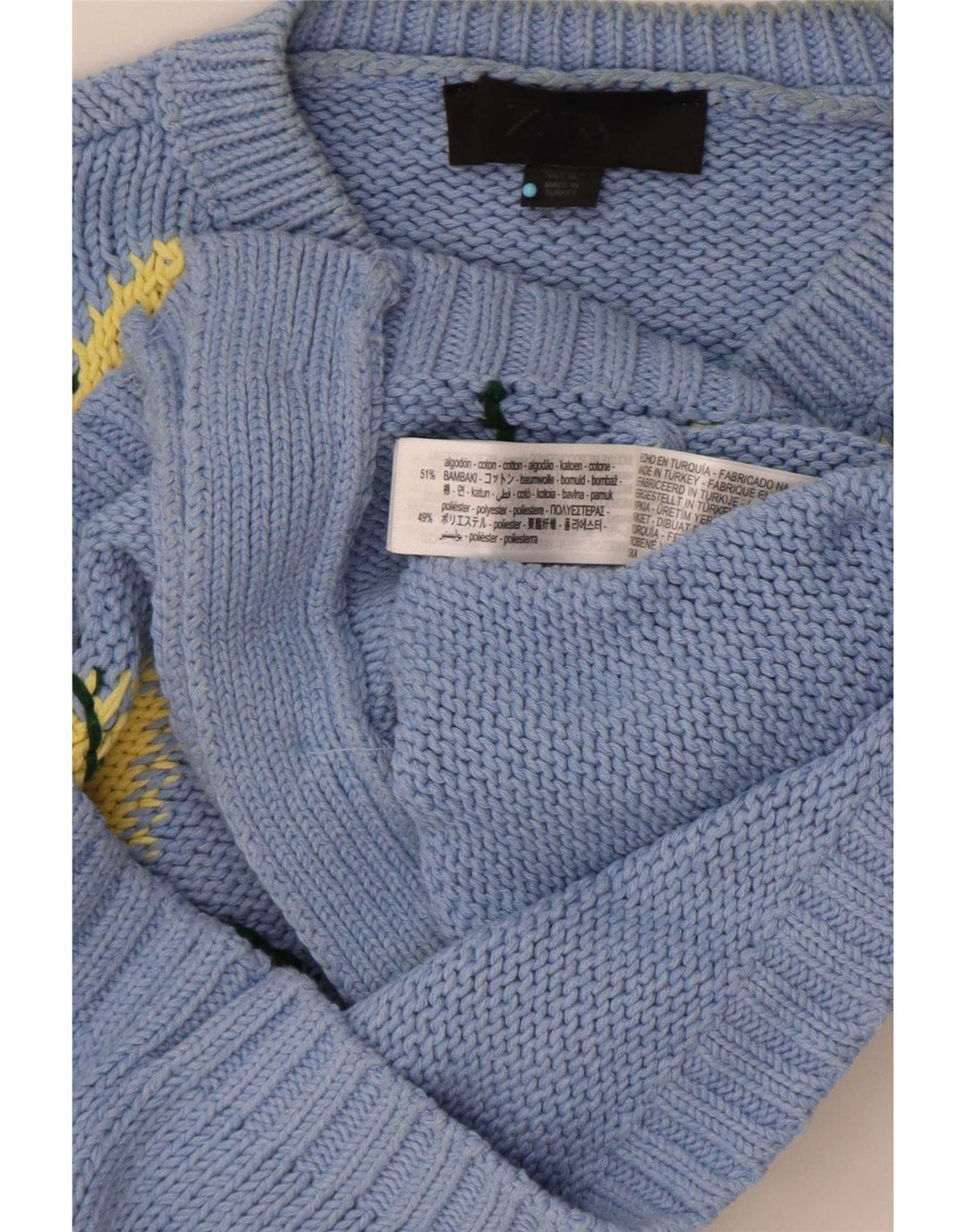 Suéter cardigã feminino Zara UK 10 pequeno azul argyle/diamante