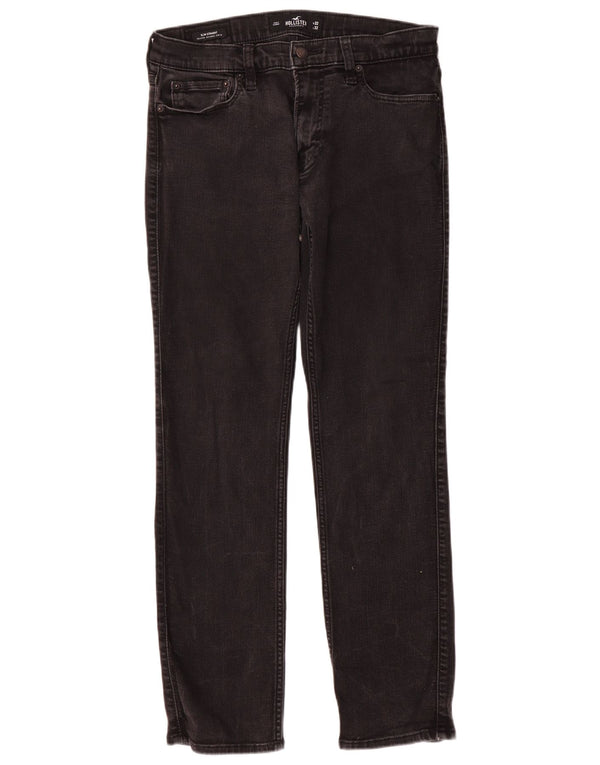 Hollister Mens Slim Straight Jeans W32 L32 Cinza Algodão