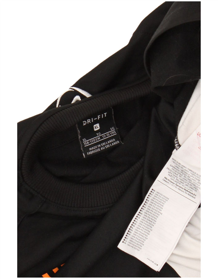 Top gráfico Nike Boys Dri Fit manga comprida 13-14 anos XL preto colorblock
