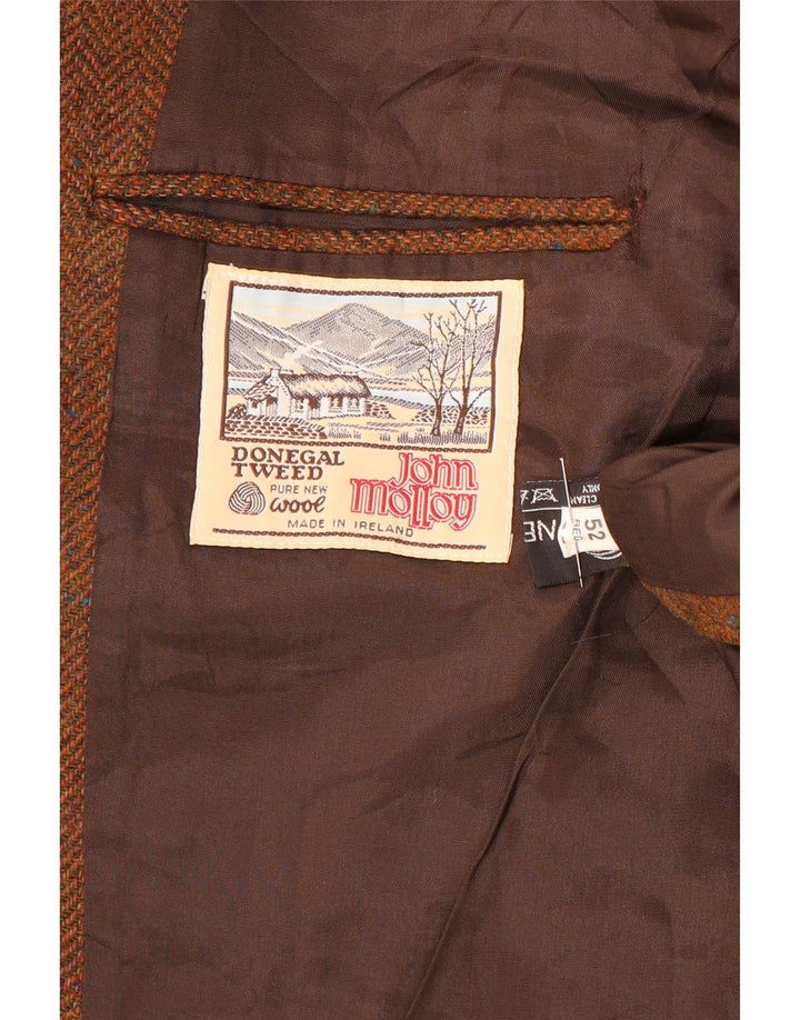 Jaqueta blazer masculina John Molloy com 3 botões EU 52 XL marrom espinha de peixe