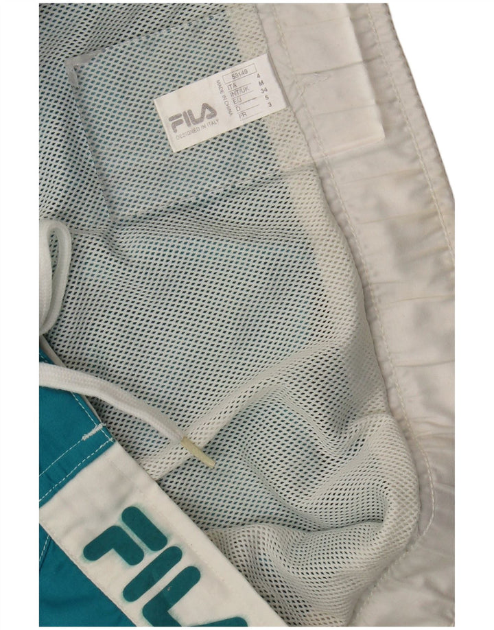 Fila Mens Graphic Natação Shorts Médio Azul Colourblock Poliéster