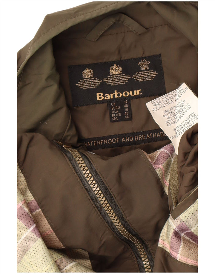 Jaqueta utilitária feminina Barbour UK 14 grande poliamida cáqui