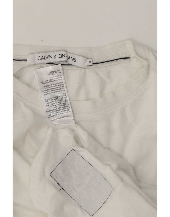 Camiseta masculina Calvin Klein Jeans Top médio algodão branco