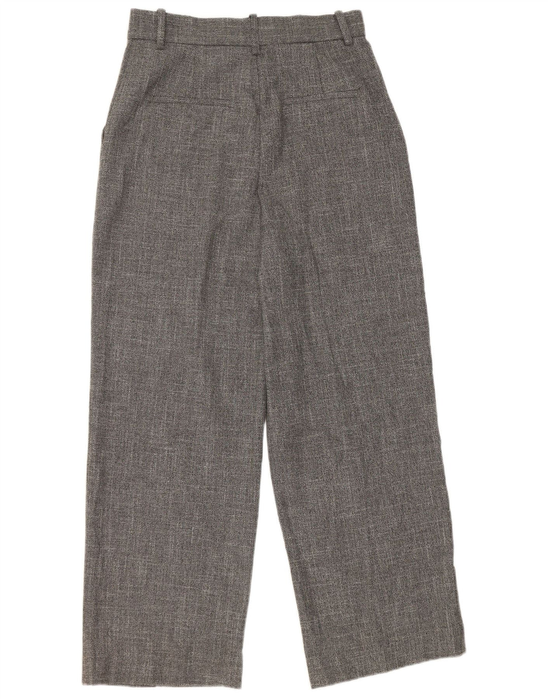 Zara Calça feminina casual cintura alta perna larga cinza médio poliéster