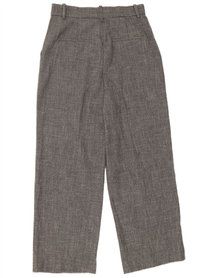 Zara Calça feminina casual cintura alta perna larga cinza médio poliéster