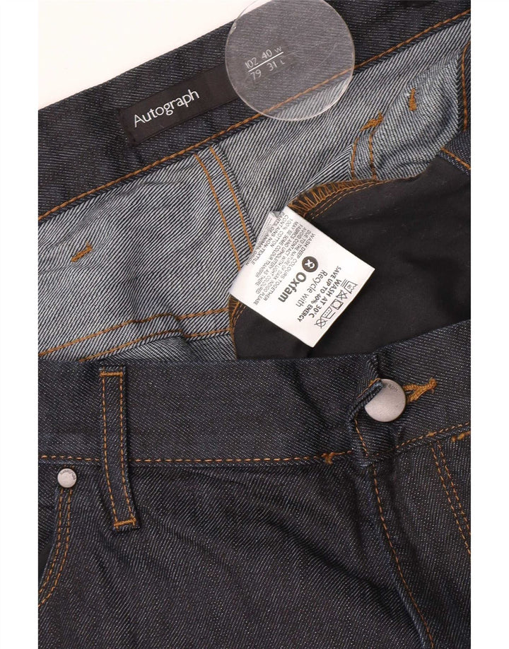 Marks & Spencer Masculino Autograph Straight Jeans W40 L31 Azul Marinho Algodão