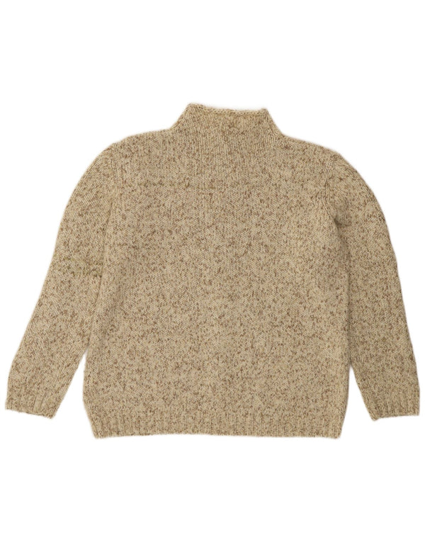 Suéter feminino VINTAGE com gola tartaruga IT 48 XL lã manchada bege