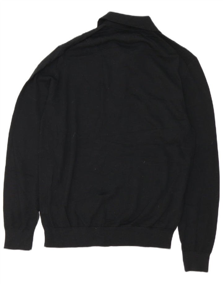 Suéter masculino Marks & Spencer com gola polo autograph preto médio