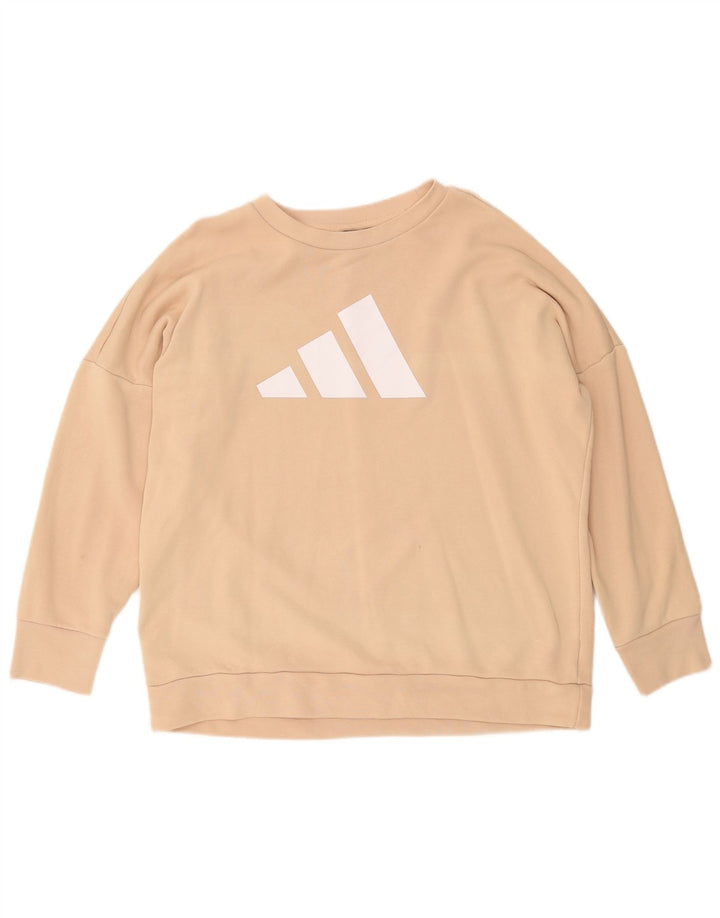 Adidas feminino gráfico oversized moletom jumper reino unido 12/14 médio bege