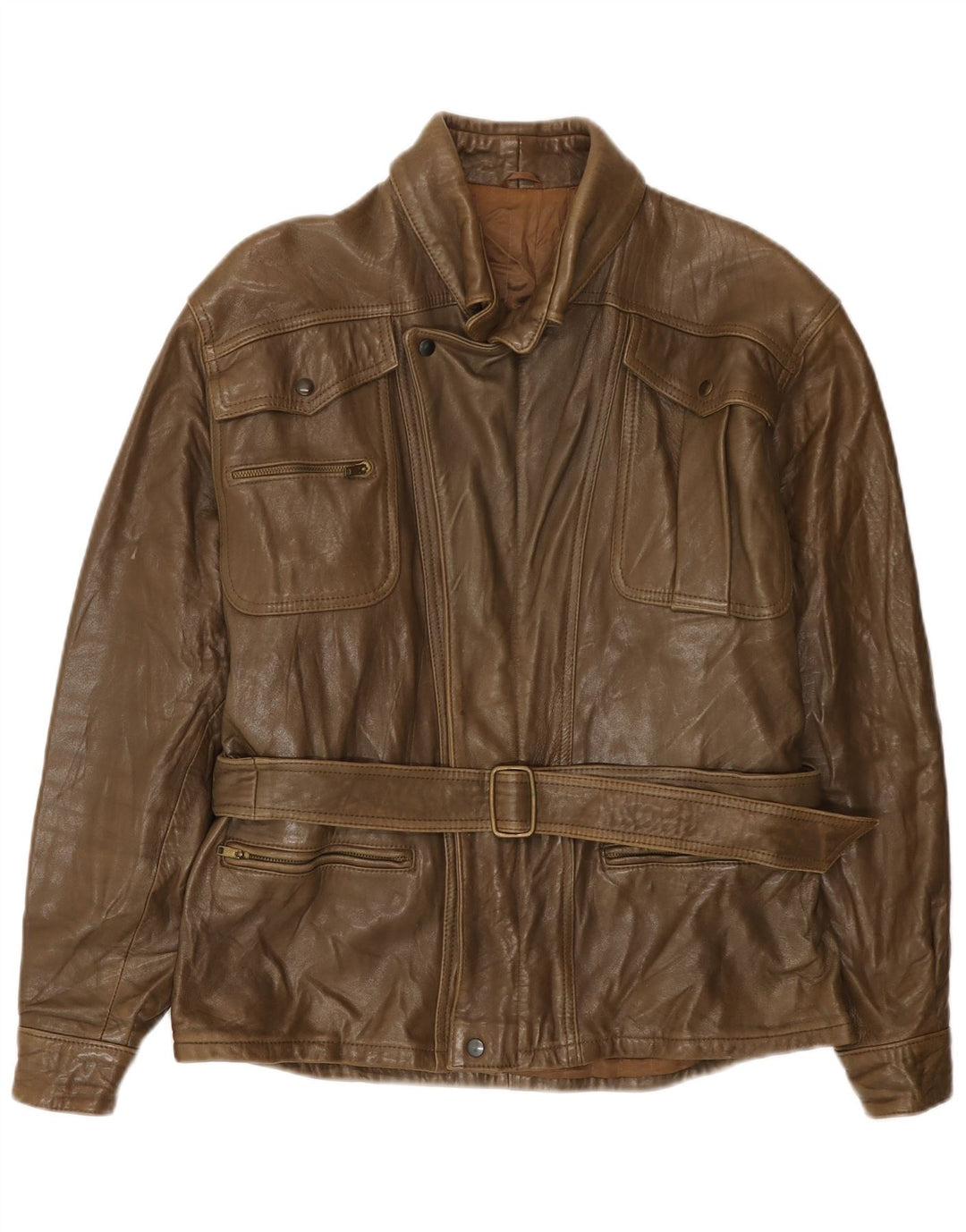 Jaqueta de couro masculina vintage IT 50 grande couro marrom