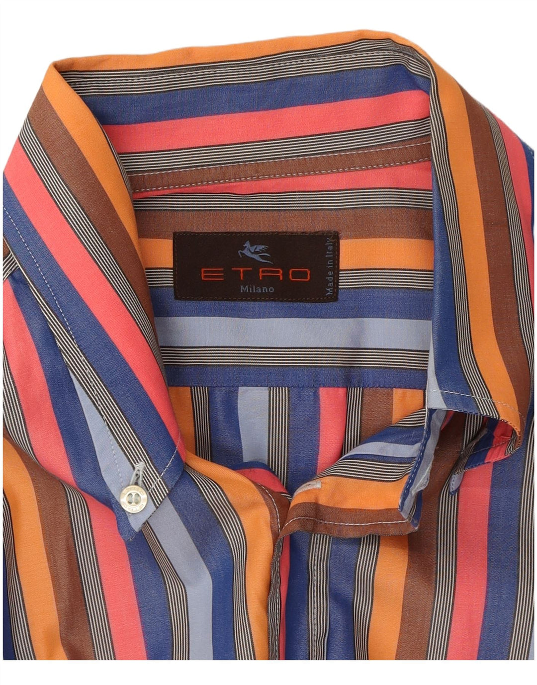 Camisa masculina ETRO Milano grande listrada multicolorida