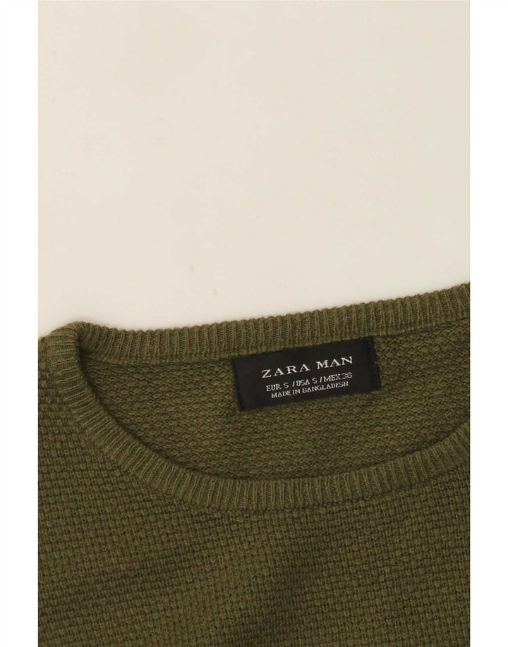 Zara Suéter masculino com gola redonda, pequeno cáqui