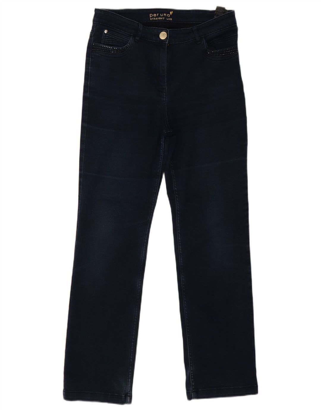 Jeans retos femininos Marks & Spencer Reino Unido 12 médio W30 L27 algodão azul marinho