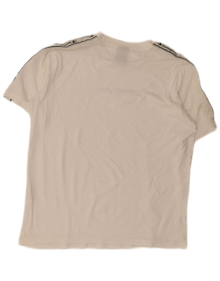 Camiseta masculina com estampa gráfica Champion pequeno bloco colorido branco