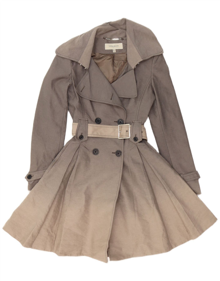 Trench Coat feminino KAREN MILLEN UK 6 XS algodão cinza
