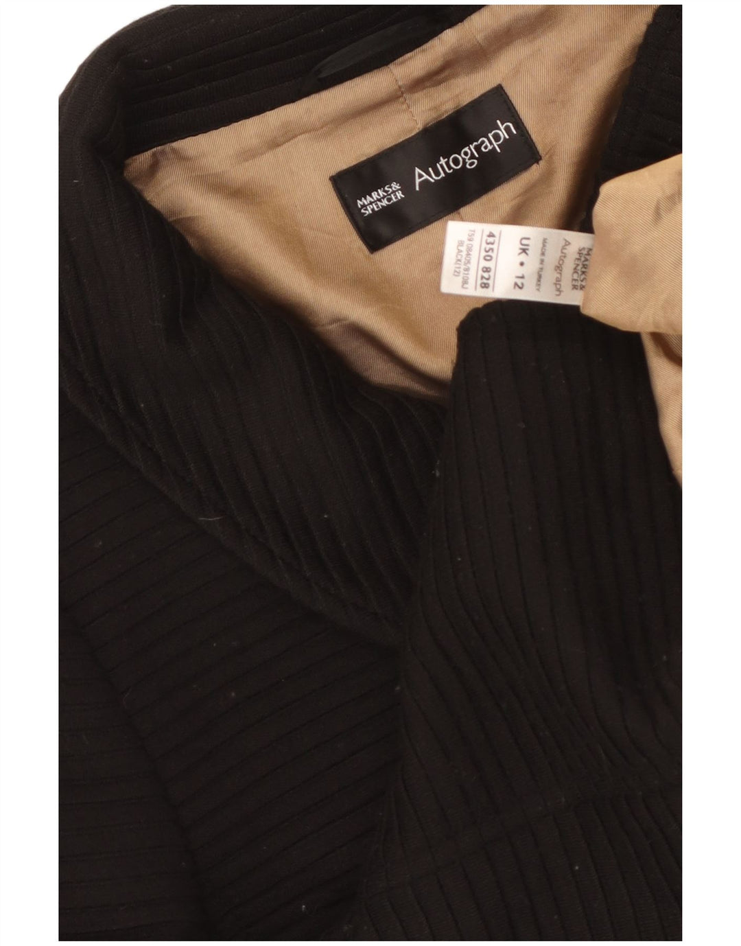 Jaqueta blazer feminina de manga 3/4 da Marks & Spencer Reino Unido 12 médio preto