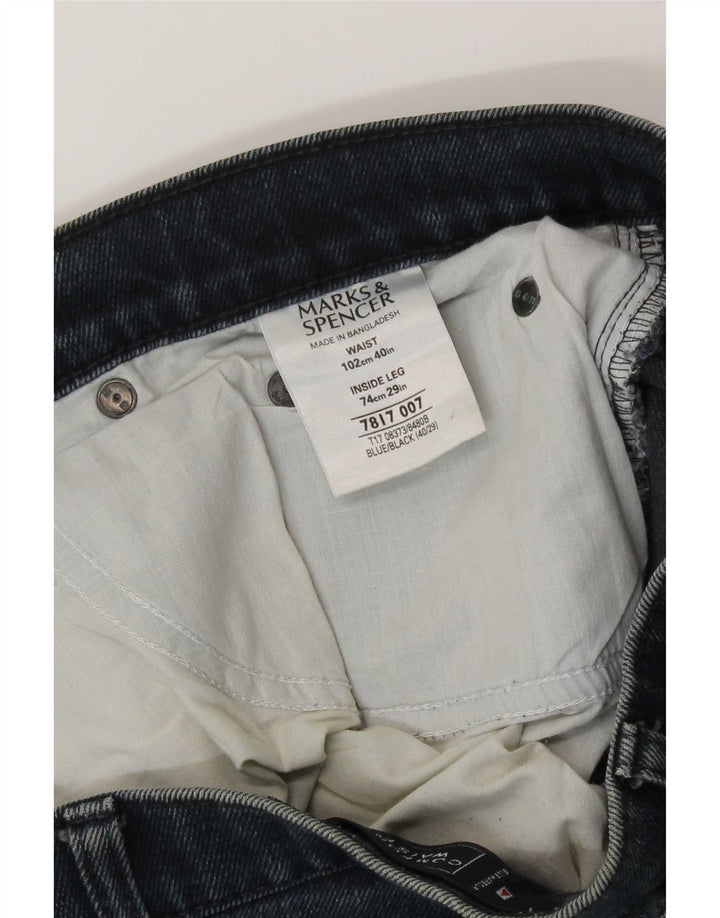 Calça jeans reta regular masculina Marks & Spencer W40 L26 algodão azul