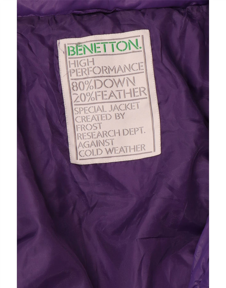 Casaco acolchoado com capuz feminino Benetton UK 10 pequeno roxo