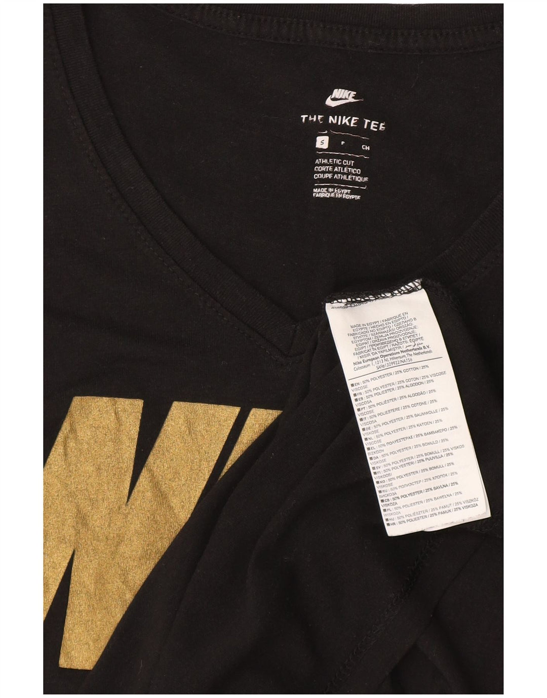 Camiseta feminina NIKE com corte atlético gráfico UK 10 pequena preta poliéster