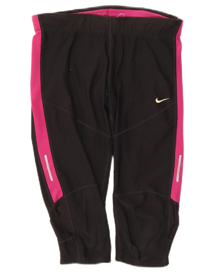 Nike Womens Capri Leggings UK 8 Small Black Colourblock Poliéster