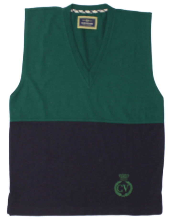 Club Voltaire Mens Colete Regata Médio Verde Colourblock Lã