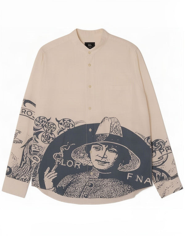 Camisa gráfica masculina Rifle grande linho branco