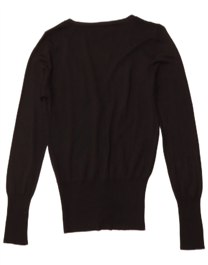 Suéter cardigã feminino ZARA Reino Unido 10 pequeno viscose preta