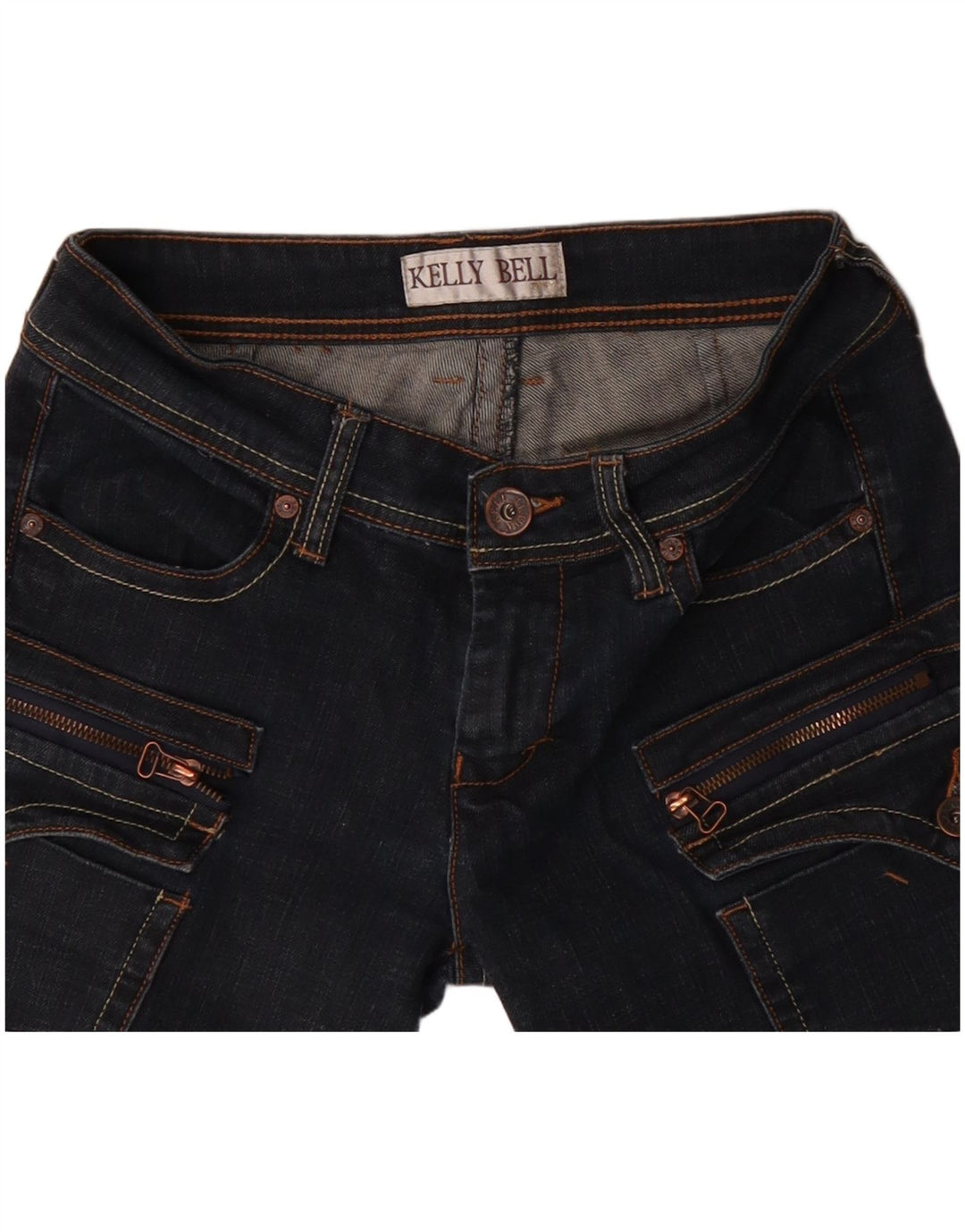 Shorts cargo jeans feminino VINTAGE W28 médio azul marinho
