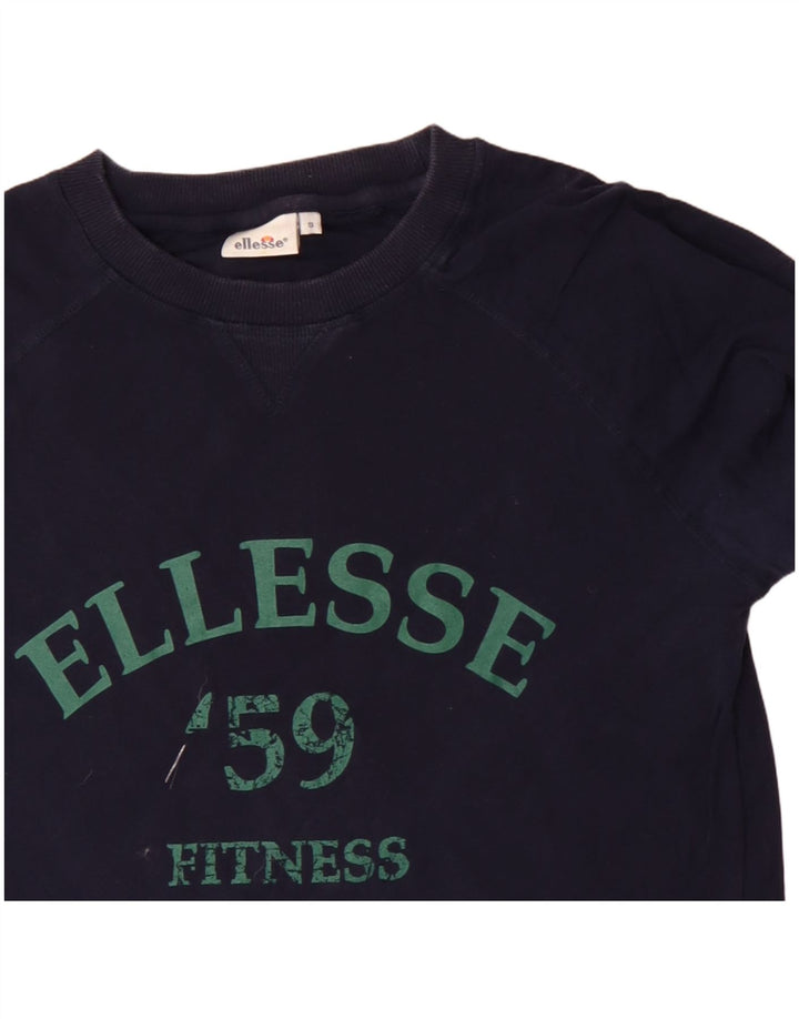 Top gráfico masculino ELLESSE manga comprida pequeno algodão azul marinho