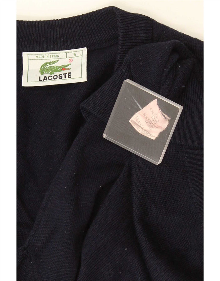 Suéter masculino Lacoste com decote em V tamanho 5 grande lã azul marinho