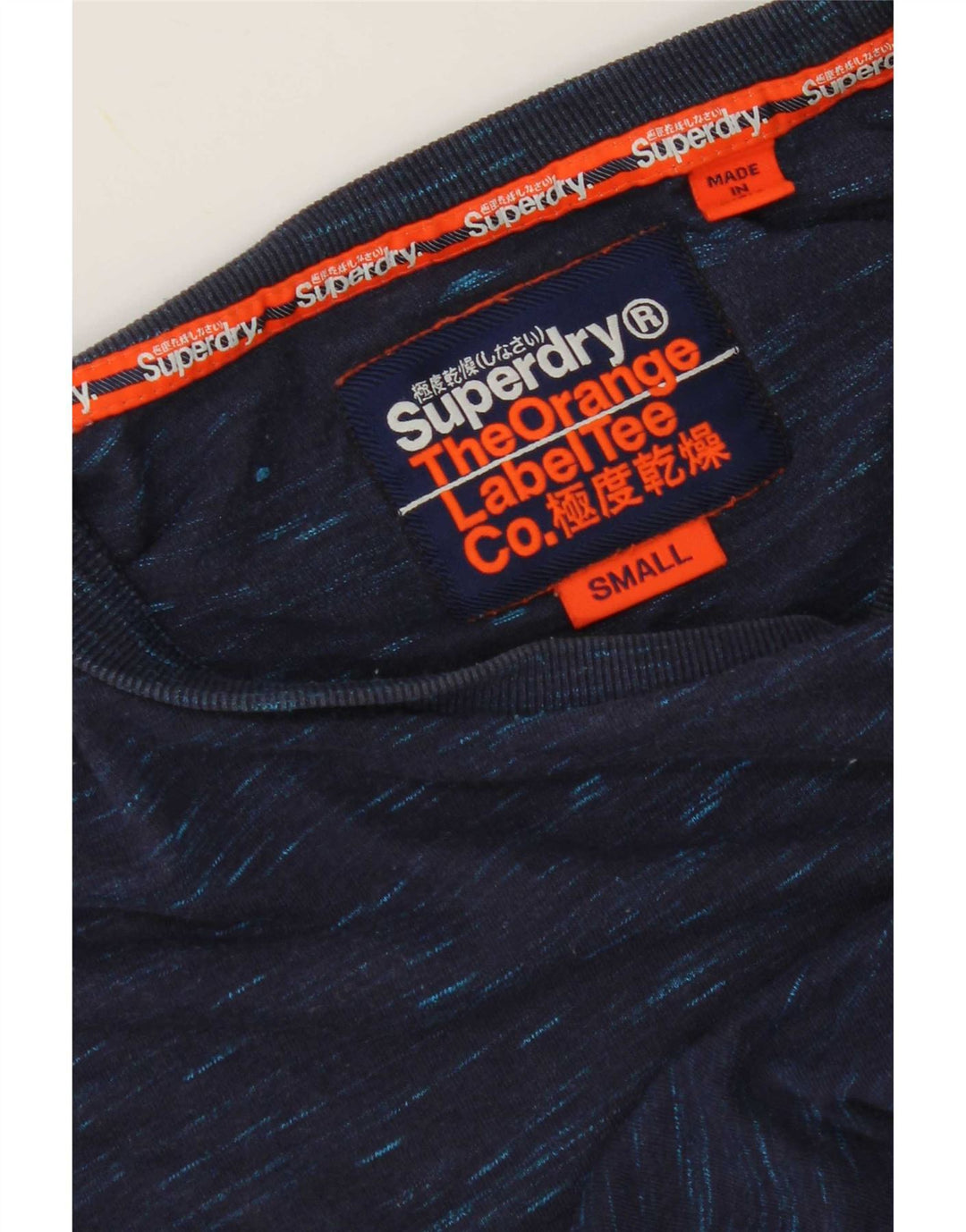 Camiseta masculina Superdry Top pequeno azul marinho manchado
